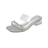 This Summer New Wearing Slippers Women's Water Drill Fairy Style Dress Thick And Transparent Crystal And Cool