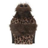 Cloth Forget Hot Leopard Hair Spliced High-Neck Digging Shoulder Vest Hot Girl Thin Waist High Collar