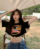 Zingj 2024 New Hottie Everything Ins Trendy T-Shirt Women's Design Sense Chain Short Crop Black Short-Sleeved