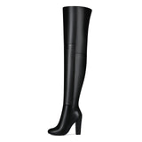 Head Black High Heel Side Zipper Sexy Over Knee Size 47 Female Long Boots Thigh