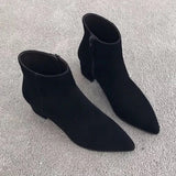 Boots Short Boots Women's Spring 2025 High With New Coarse Heist And Sharp-Faced Velvet