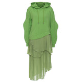New Wave Shape Irregular Splicing Pressure Folded Two-Piece Dress Dress