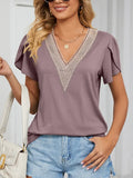 Elegant Hollow Out Blouse Fashion Summer Women Petal Short Sleeve Tops Women's Shirts 2023 Ladies Blouse Clothes