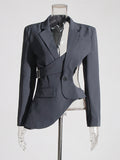 Niche Style Suit Women's Clothing 2025 Autumn And Winter New Asymmetrical Hollow Bare Waist Repair Small Suit Jacket