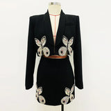 New Famous Temperament Heavy Industry Nails And Diamonds Butterfly Short Suit Half Skirt Set Two