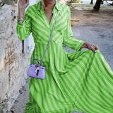 Spot 2025 Autumn New Women's Fashion Long Sleeve Temperament In The Long Striped
