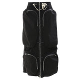 New Can Wear Two Heavy Industry Zipper Long Multi-Pocket Dress Half Skirt Bra Skirt