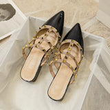 Summer New Pointed Head Down With Slippers Women Rivet Bag Lazy Outside Wearing Cold Tot Large Size
