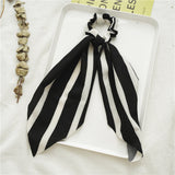 Bow Long Ribbon Hair Scrunchie Chiffon Floral Print Sweet Elastic Hair Band Ponytail Hair Scarf Hair Tie Hair