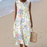 And Summer 2025 New Sleeveless Casual Print Temperament Dress Dress Body Small Fresh Casual