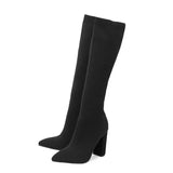 Outdoor Boots Street Dating Knitted Round Head Girl High