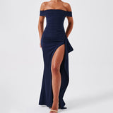 Summer New Shoulder-Opened Women's Temperament Evening Dress