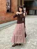 Xixi 2025 Autumn New White Standard Temperament 100 Folded High-Rise Half-Body Dress French Dress Dress Dress