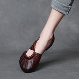Time 79] Leather Soft Soles Flat-Soled Sandals Women Summer National Wind Handbag Head Wrapped Mother