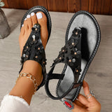 Zingj Size Sandal Female Flower Clip Foot Flat Sandal 2024 Summer New Herringword Sandal Beach