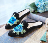 Zingj Tip Fashion Collocation Cheongsam Peony Embroidered Cloth Slippers Women Shoes Cloth