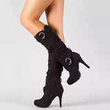 Autumn And Winter Large-Size And High-Hee Women's Boots Long-Sleeve Women's Boots Wish Waterproof Platform Elastic