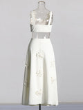 Retro Wind 2025 Summer New Sling With Three-Dimensional Flower Splicing Sling With High Waist In The Long Half Skirt Suit