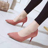 Spring New Large-Size High-Heeled Single-Shoe Rubber Sheel Fine Heel Light-Mouthed Women's Velvet High-Heeled