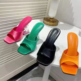 Slippers Women 2025 Summer New High-Hee Slippers Square Women Cold Slippers Large Code