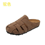 Woven Bun Head Half Slippers Women's Shoes Wear 2025 New Summer Pedal Soft Bottom Boaster