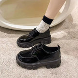 Women With Small Leather Shoes New Spring 2025 British Wind Students Retro Thick-Soled Single Shoes Small Pine