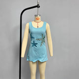 Explosion Women's ZA Summer New Fashion Slid Embroidered Mini