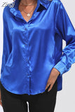 Women Shirts and Blouses Silk Womens Tops Loose Oversized Long Sleeve Blouse Women Spring Elegant Women Clothing OL