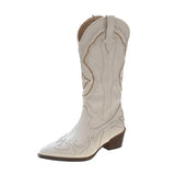 Western Cowboy Boots Autumn And Winter New Fashion New Large-Size Tips But Knee Boots Coarse And Knight