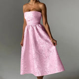 Zingj Women's New Temperament Sexy Slim Jacquard Satin Wipe Chest Money Dress