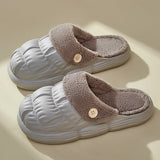 Fur Couple Cotton Slippers Women Wear Detachable Warm Waterproof And Velvet Indoors