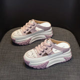Summer Head Hollow Half-Slippers Women Wear Internal High Casual Shoes Fashion Thick Soles Pedal