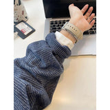 Lattice Grinding Hair This Shirt Jacket Woman 2025 Spring And Autumn Lazy Wind Loose Feeling Loose Bottom Long-Sleeved