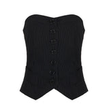 Vacation Shoulder Single Row Irregularly Hem Brat Waist Striped Suit