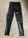 High Elastic Knee Faux Leather Cropped