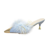 Head Hair Slippers Women In The Autumn Of 2025 New Pointed Head Wear Metal Head Fine And Sweet Temperament Lazy