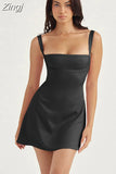 Dress For Women A-Line Pink Dress Sexy Satin Holiday Party Dresses Mini Casual Spaghetti Strap Graduation Dress