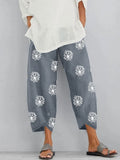 Loose Dandelion Print Elastic Waist Dungarees