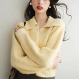 And Winter New Year Red Polo Knitted Cashmere Knitted Cardigan Women Soft Glutinous Loose Outer Sweater Winter Thick