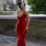 Sales Of Explosive Red Dress Dress Deep V Sexy Bare Back Slings Fishtail