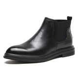 Men's Shoes Winter High Top Shoes Men's Korean Version Pointed Casual Leather Shoes Business Short Boots And Velvet Real Leather Boots