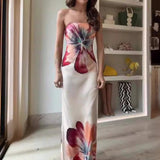 Summer New Fashion Print Medium Long Sexy Brated Hip Dress
