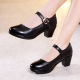 Round Head 8Cm High Heels Clasp Shallow Commuter Professional Work Shoes Cheongsam Models Catwalk