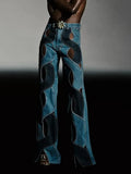Zingj Wind Design Sense Straight Pants 2024 Spring And Autumn New Fashion Hollow Out Color Twist Jeans