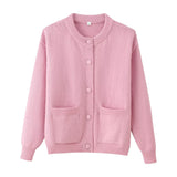 Fashion Round Neck Solid Color Gentle Wind Sweater Knitted