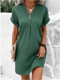 Women's 2025 New V-Neck Solid Color Jacket Comfortable Casual Button