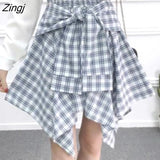 Skirts Women Irregular Korean Style Bandage Leisure Popular Summer College Students Retro Ulzzang Teens Girls Elastic