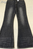 Fashion Flare Jeans Pants Women Y2k 2023 Streetwear High Waist Straight Pant Slim 90s Casual Female Career Long