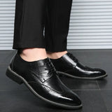 Zingj Men's Shoes Spring 2024 Brock New Men's Business Wear All-Match Men's Casual Leather Shoes Lace-Up Shoes