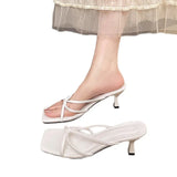 Women's New French High-Heeze Cool Slippers In The Summer Of 2025 Wear A Font Cool Drag Side-Of-Slip